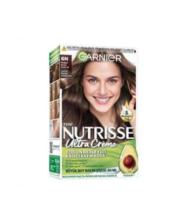 Garnier Nutrisse Intensive Nourishing Permanent Cream Hair Dye 6N Natural Dark Blonde 60ml (1 PIECE)