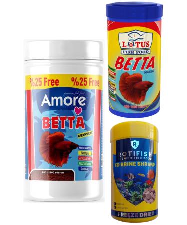 AMORE Betta Fish Food 125ml Lotus Betta 100ml Brine Shrimp 100ml Box Aquarium Granule Fish Food