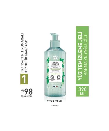 Yves Rocher Pure Menthe Prebiotic Face Wash Gel for Combination and Oily Skin - 390 ml