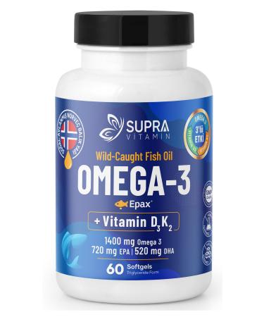 Supra Protein Epax Omeg-3 Fish Oil 2 000 Mg Fish Oil + Vitamin D3 & K2 60 Capsules