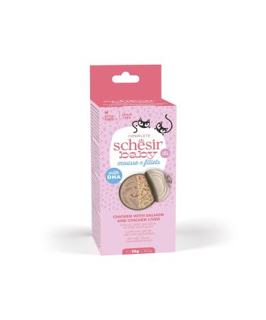 Schesir Baby Chicken With Salmon And Chicken Liver Double Consistency Variety Pack 3 X 55g