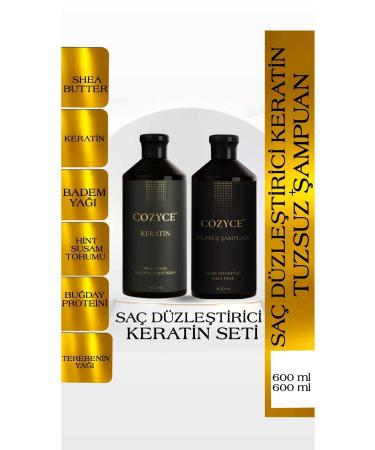Cozyce Salt-Free Shampoo 600 Ml + Brazilian Blow Dry Keratin 600 Ml Hair Straightening Keratin Set