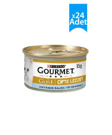 Gourmet Gold Fish and Spinach Double Flavor Cat Canned Food 85 gr X 24 Pieces