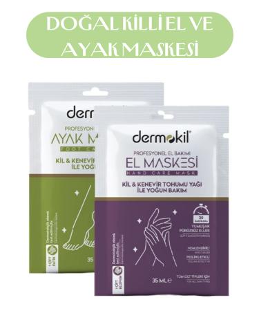 Dermokil Clay and Hemp Oil Peeling Effect Foot Mask 35 ml + Hand Mask 35 ml Set of 2