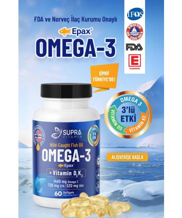 Supra Protein Epax Omeg-3 Fish Oil 2 000 Mg Fish Oil + Vitamin D3 & K2 60 Capsules - Buy Online on GoSupps.com