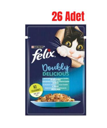 FELIX Felix Double Flavor Salmon and Sardine Adult Cat Canned Food 85 Gr x 26 Pieces