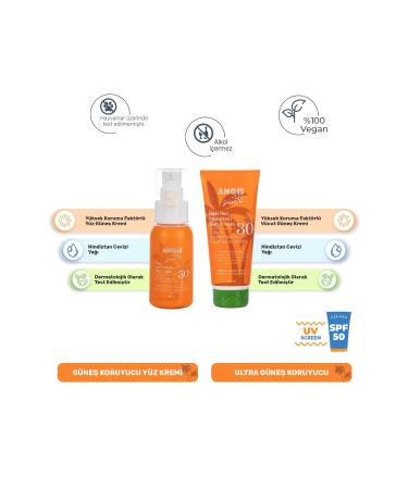 Angie Sun Face Sunscreen Spf 50 Sun Body Sunscreen Spf 30 (VEGAN)