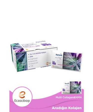 Dynavit Diamond Collagen PRO Type I-II-III Hydrolyzed Multi Collagen&NMN Pineapple Flavored 30 Sachets
