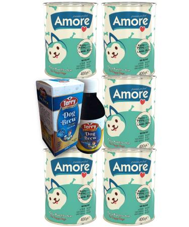 AMORE Lamb Meat Pate Puppy 5-Canned Terry Dog Brew Premix D-Biotin Taurine 200ml Malt Drink