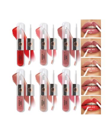 ROWENAROSE 6-Piece Matte Beauty Double-Sided Wet Lipstick and Gloss Set A Series Waterproof