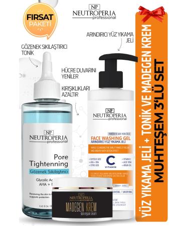 NEUTROPERIA Pore Tightening Tonic & Face Wash Gel & Madegen Cream