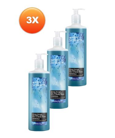 Avon Senses Ocean Surge Men's Shower Gel for Hair and Body with Mint and Sea Scent 720 ml Triple Set - Buy Online on GoSupps.com