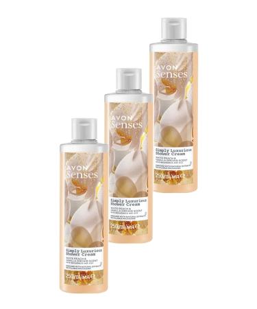Avon Simply Luxurious White Peach and Vanilla Orchid Scented Shower Cream 250 Ml. Set of Three