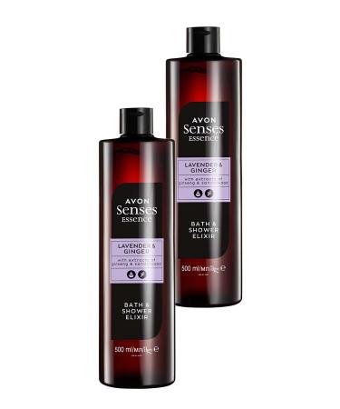 Avon Senses Essence Lavender and Ginger Scented Bath Shower Gel 500 Ml. Set of Two