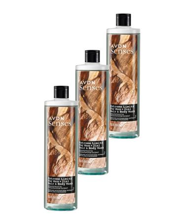 Avon Senses Extreme Limits Grapefruit and Sandalwood Scented Hair and Body Shower Gel for Men 500 Ml. Triple S