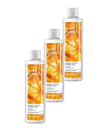 Avon Senses Orange Twist Orange and Jasmine Scented Shower Gel 250 Ml. Triple Set