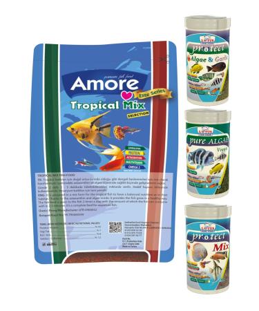 AMORE Tropical Mix Selection 460gr Lotus Protect 3 Pro 100ml Tropical Fish Food Set