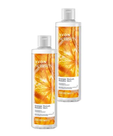Avon Senses Orange Twist Orange and Jasmine Scented Shower Gel 250 Ml. Set of Two