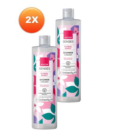 Avon Senses Floral Burst Lily and Musk Scented Shower Cream 500 Ml. Set of Two