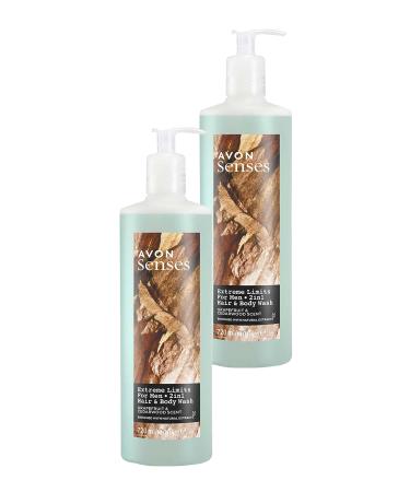 Avon Senses Extreme Limits Grapefruit and Sandalwood Scented Hair and Body Shower Gel for Men 720 Ml. Duo