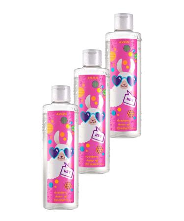 Avon Lama Dude Naturals Strawberry Scented Kids Shower Gel 250 Ml. Set of Three
