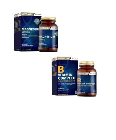 Nutraxin Magnesium Supplement 250 Mg 60 Tablets + B Vitamin Complex 60 Tablets