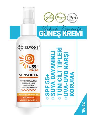 Elvons Sun Cream Protective and Anti-Spot Spf 55 For All Skin Types - 125 ml