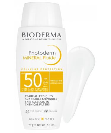 Bioderma Photoderm MINERAL Fluid SPF50+ Sun Cream for Sensitive Skin 75gr - Buy Online on GoSupps.com