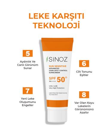 Sinoz Spf 50 Anti-Spot Brightening Effective High Protection Niacinamide Face Sun Cream 50 ml - Buy Online on GoSupps.com