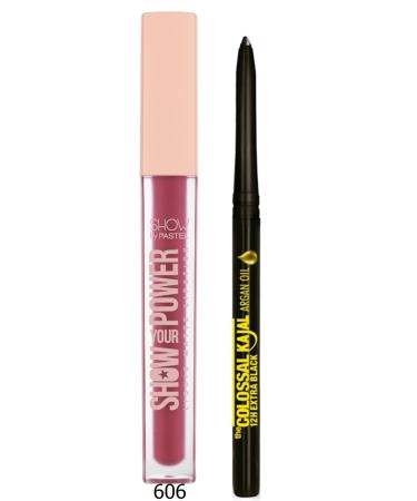 Show by Pastel Show Your Power Liquid Matte Lipstick - Liquid Matte Lipstick 606 + Maybelline Kajal Black Eye Pencil