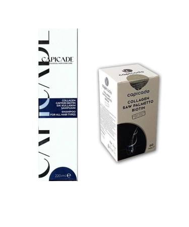 Capicade Collagen Saw Palmetto Biotin 60 Tablets + Capicade Collagen Caffein Biotin Shampoo 220 Ml