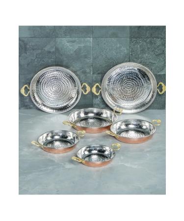 Batur Ticaret 6-piece copper hand-forged plate set