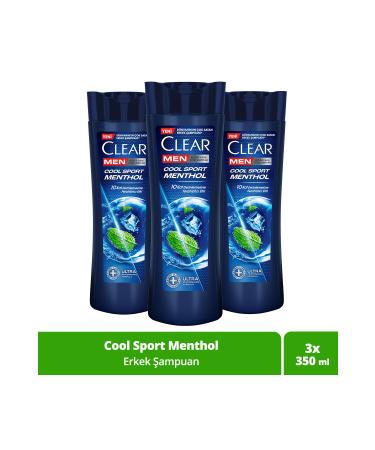 Clear Men Anti-Dandruff Shampoo Cool Sport Menthol Refreshing Menthol Effect 350 ml x 3 Pieces