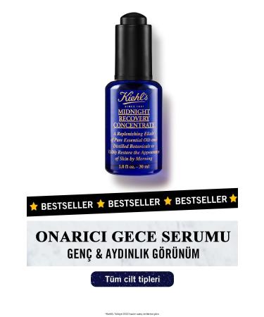 Kiehl's MIDNIGHT RECOVERY NIGHT SERUM SK N BARRIER REPAIRER SKIN -GIVES A BR GHT LOOK 30 ML KEYON2433