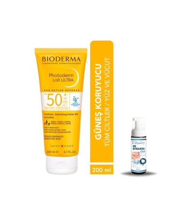 Bioderma Photoderm Lait Ultra SPF50+ Sunscreen for Sensitive Skin 200ml + Teeth Whitening Foam