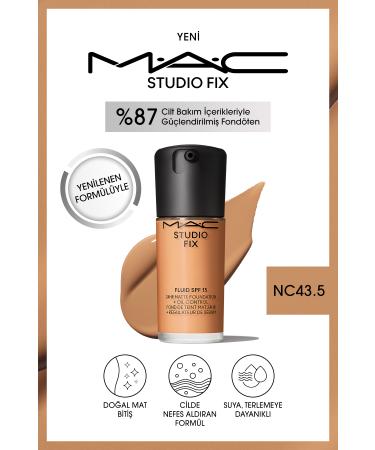 Mac 24 Hour Lasting Matte Foundation - Studio Fix Fluid Spf15 - Color: Nc43.5 - 30ml