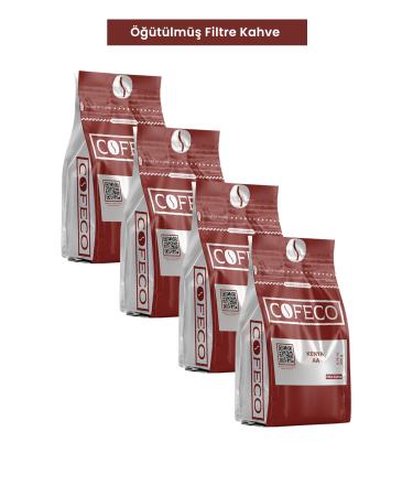 COFECO 4x250g - Filter Coffee Kenya AA - Intense Flavor - Fruit Flavored Coffee - 100% Arabica - Ground