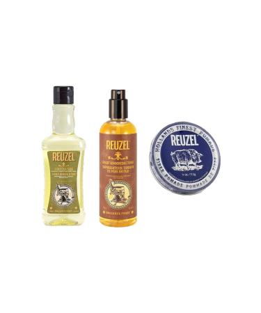 Reuzel 3in1 Shampoo for Men 350ML + Hair Tonic 355ML + Hair Styling Cream 113Gr 3pcs