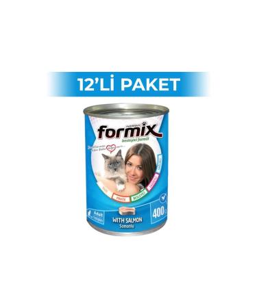 For mix Formix Adult Cat Canned Food with Piece Meat and Salmon 400 gr 12 Pieces