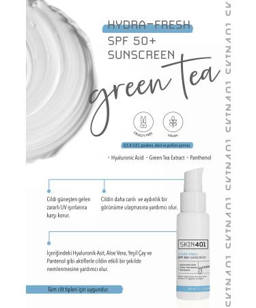Skin401 Spf 50 Moisturizing & Refreshing (GREEN TEA HYDRA FRESH) Sun Cream 50 ml - Buy Online on GoSupps.com