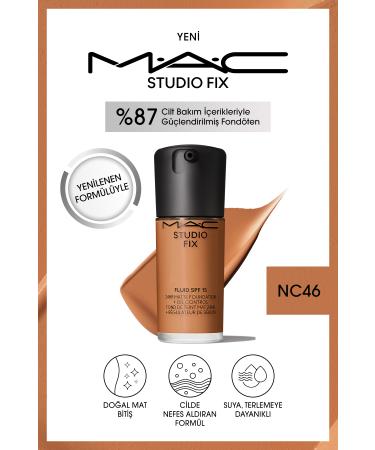 Mac 24 Hour Lasting Matte Foundation - Studio Fix Fluid Spf15 - Color: Nc46 - 30ml
