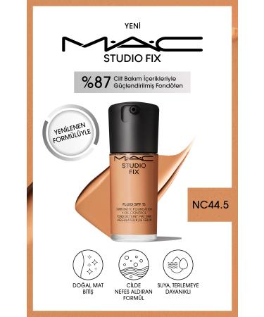 Mac 24 Hour Lasting Matte Foundation - Studio Fix Fluid Spf15 - Color: Nc44.5 - 30ml