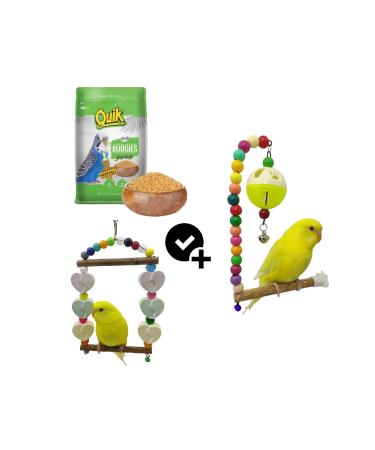 ozzipetshop Quik Budgie Food 500 gr + Swing and Ball Perch