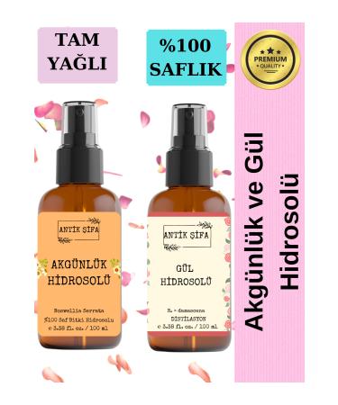 Ancient Healing Frankincense Water and Rose Water (100ml+100ml) - Natural Frankincense Frankincense and Rose Hydrosol