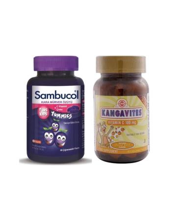 Sambucol Plus Kids Yummies 60 Chewable Tablets + Solgar Kangavites Chewable Vitamin C 100 Mg 90 Tablets