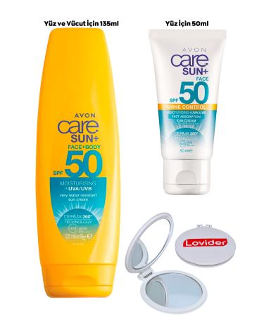 Avon Care Sun+ Shine Face and Body SPF50 135ml + Face Sunscreen SPF50 50ml + Lovider Pocket Mirror