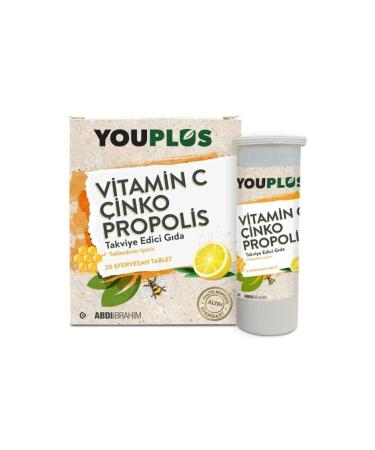 Youplus Vitamin C Zinc Propolis 20 Effervescent Tablets
