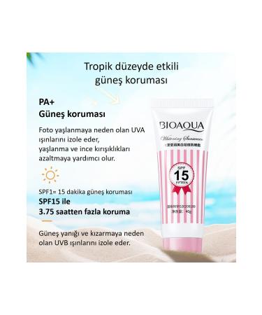 BIOAQUA Niacinamide and Licorice Root Whitening Sunscreen Spf15 Moisturizing Cream 40 gr - Buy Online on GoSupps.com