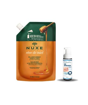 Nuxe Reve de Miel Face and Body Ultra Rich Cleansing Gel 400 ml - Refill + Gift Teeth Whitening Foam