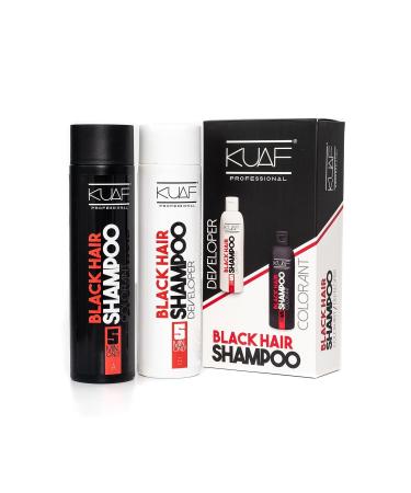 Kuaf Black Dye Shampoo Hair Beard Blackening Set 500ml